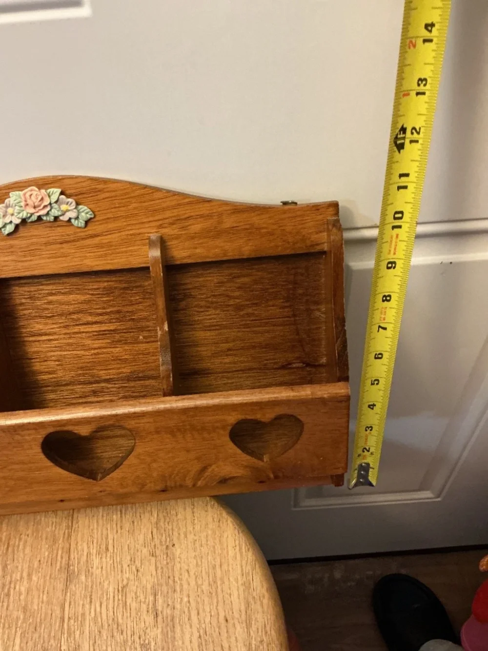 Vintage Wooden Heart Design Letter/Mail Holder Organizer Rare